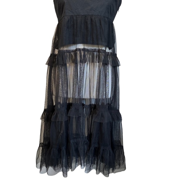 Anthropologie Maeve Tiered Tulle Tunic Blouse Black NWT Women’s Size X-Small - Picture 6 of 13